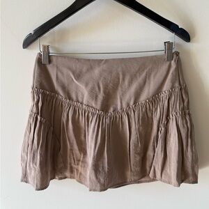 Tan Ruffled Mini Skirt